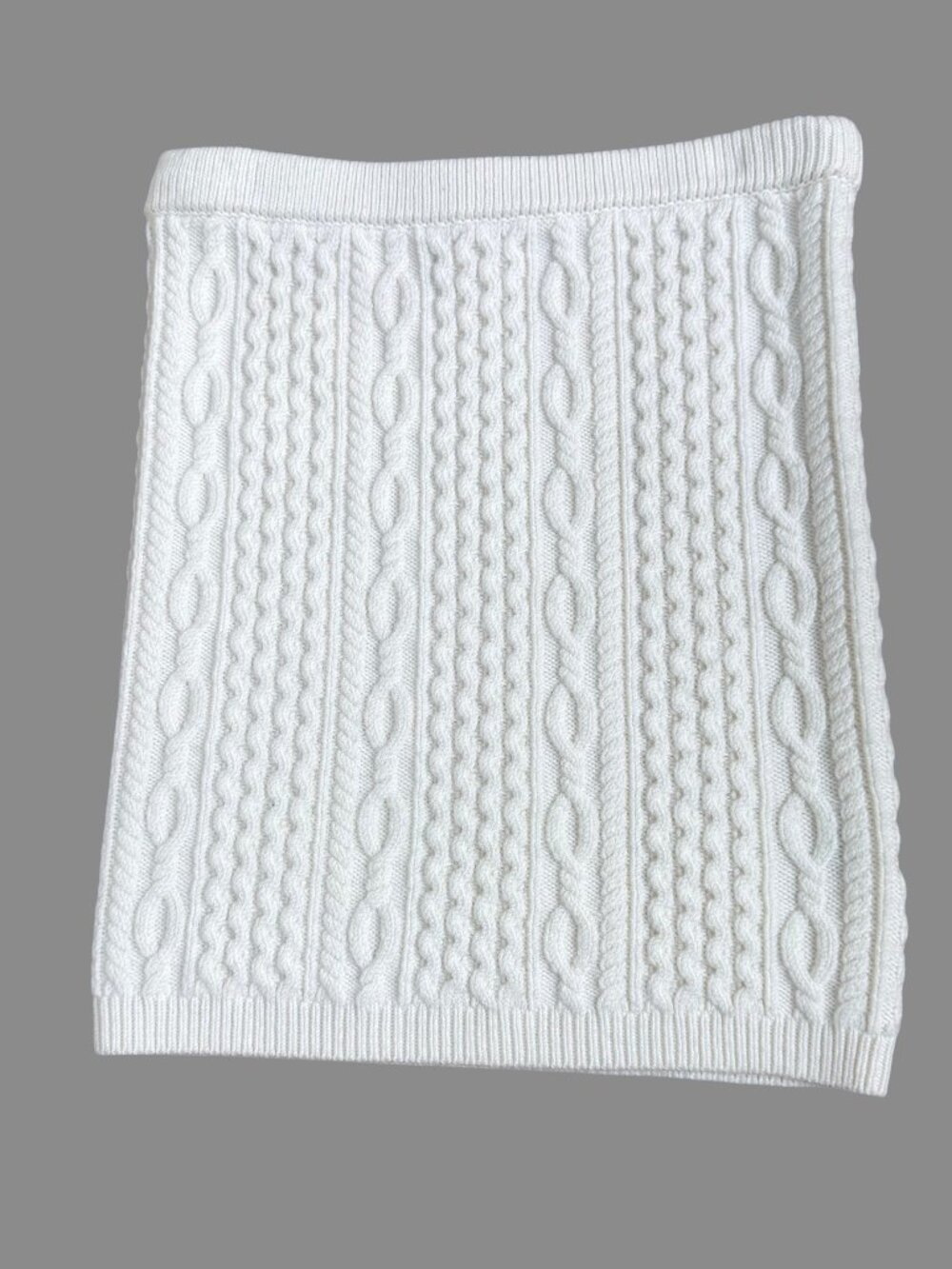 Alice + Olivia Ingrid Skirt Wool Cable Knit Mini Ivory (M)